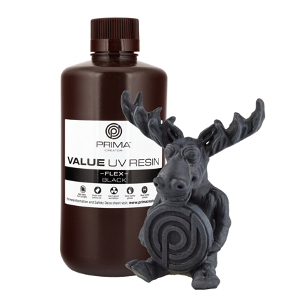 PrimaCreator Cenově výhodná flexibilní UV pryskyřice - 1 kg - Černá