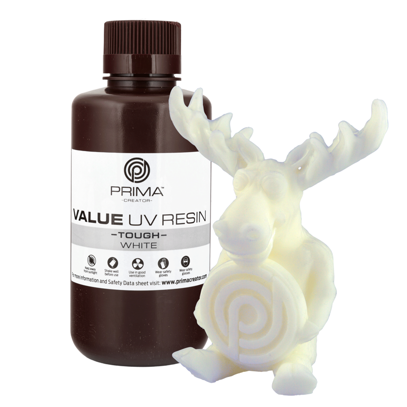 PrimaCreator Hodnotná Odolná UV Pryskyřice (podobná ABS) - 500 g - Bílá