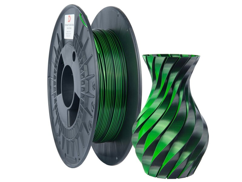 Filament 3D POWER SILK DUAL ZELENÁ+ČERNÁ 1,75 mm 0,3 kg.
